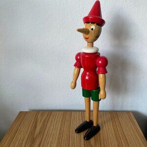 Vintage Pinocchio Made in Italy Giocattoli Brevettati Wooden Toy Jointed 16”